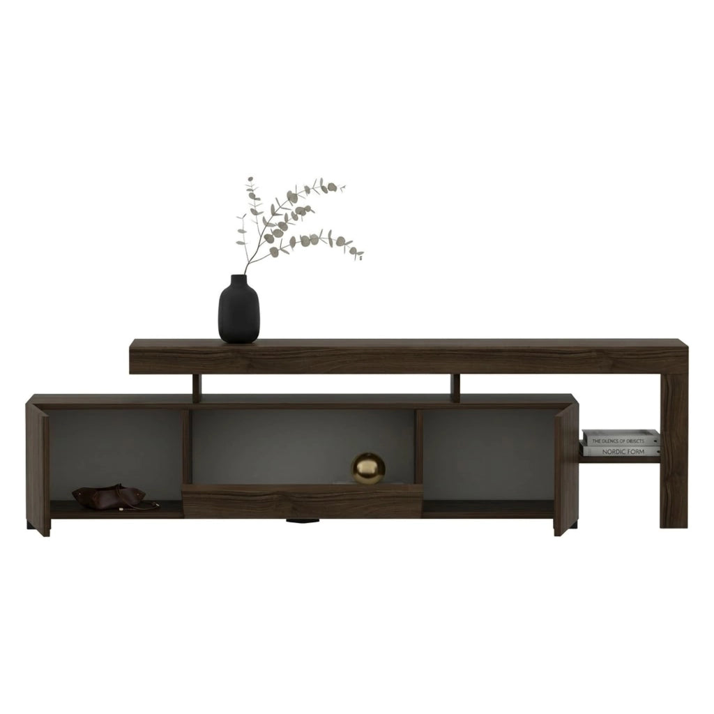 Trasacco, Mobile Porta tv un Ripiano, 192x37x53h cm Marrone Noce