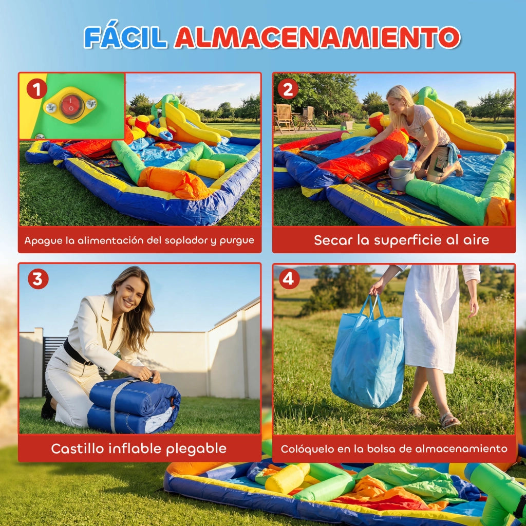 Castillo Inflable Acuatico 9 en 1 con Tobogan y Piscina ¨C zephmum ¨C 550W