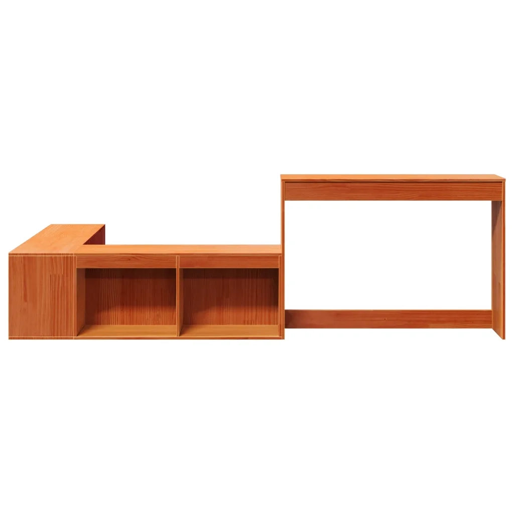 Comodino con Scrivania Marrone Cera 232x122x75 cm Legno di Pino