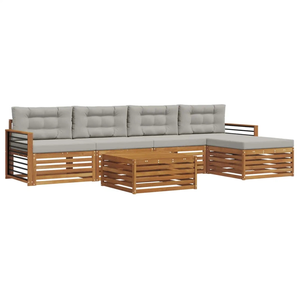 Set di divani da esterno 6 pcs Grigio Naturale e Chiaro 3373351