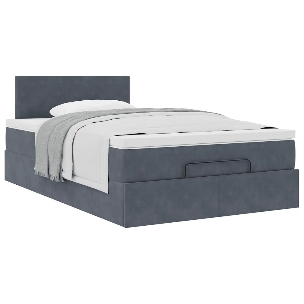 vidaXL Pouf Letto con Materasso Grigio Scuro 120x190 cm Velluto