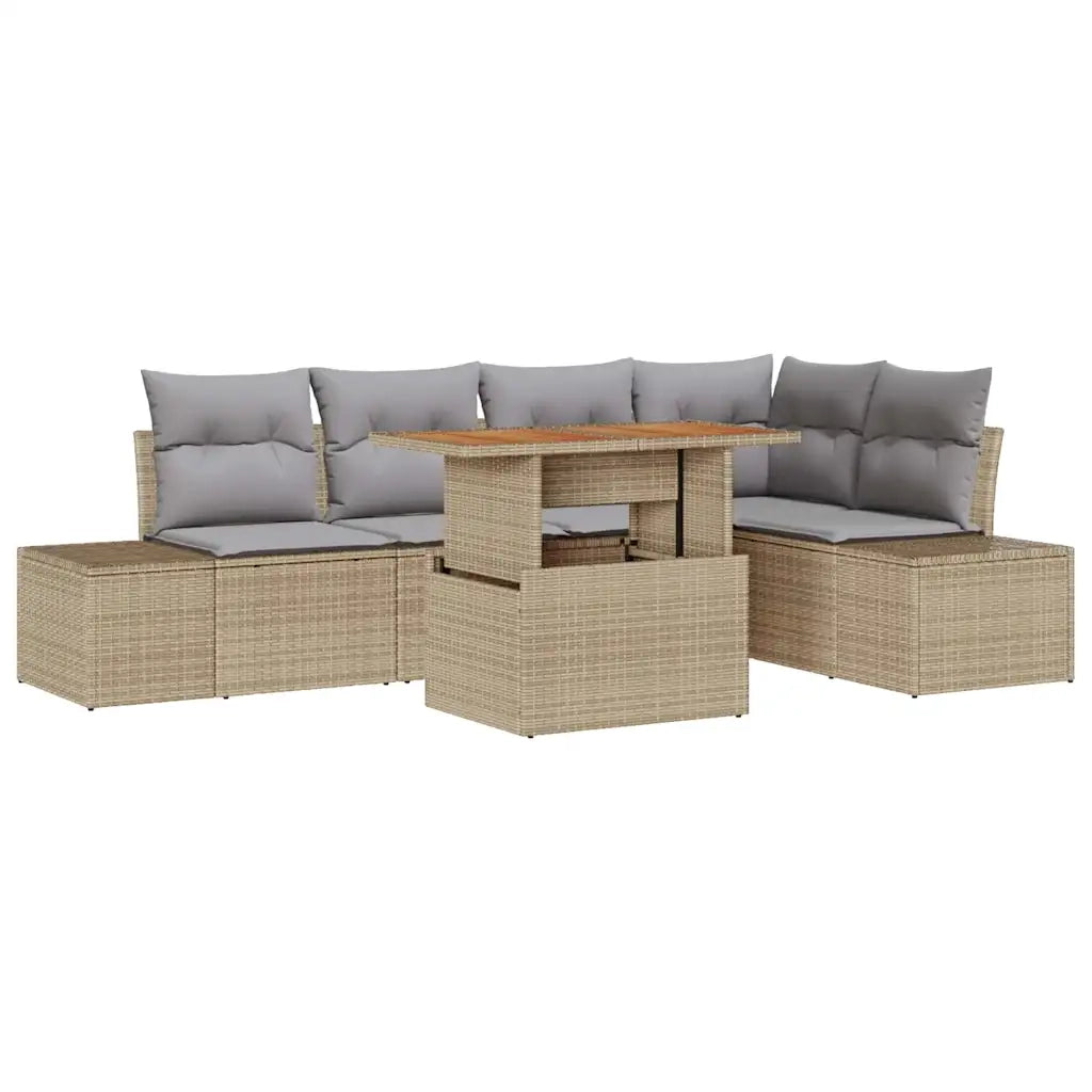 Set Divano da Giardino 6 pcs Beige Poly Rattan 3358702