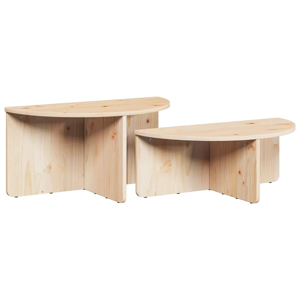 Tavolino da salotto 2 pcs Naturale Legno di pino massello 873535