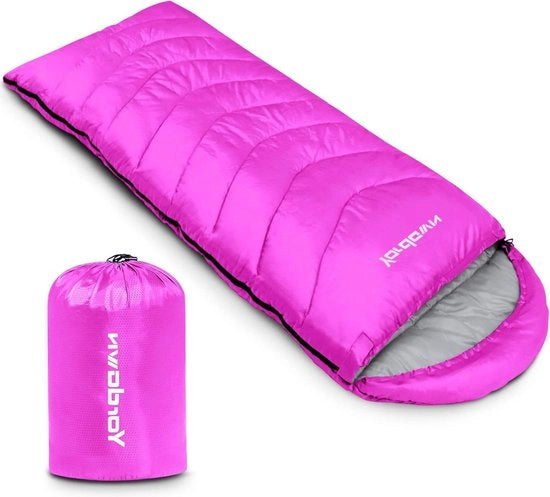 Sacco da campeggio 3 stagioni leggero per adulti e bambini - sacco da campeggio compatto rosa rosa
