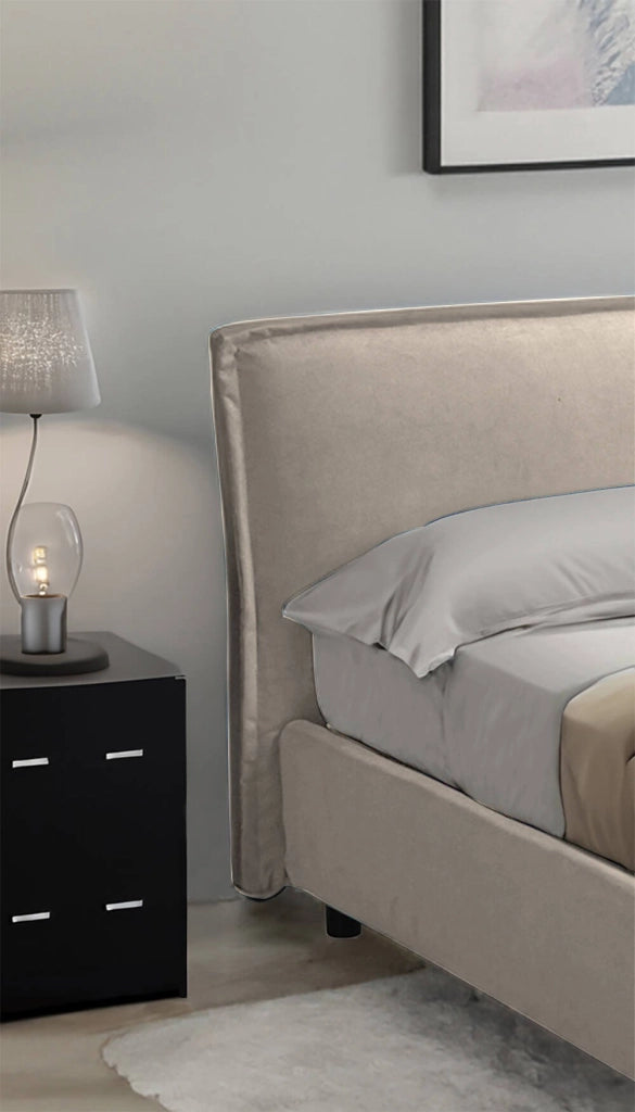 Atrelmo, Letto Singolo Materasso Incluso Made in Italy, Grigio Tortora