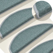 Tappetini per scale 15 pz 56x17x3 cm Blu mare semicircolari 322362