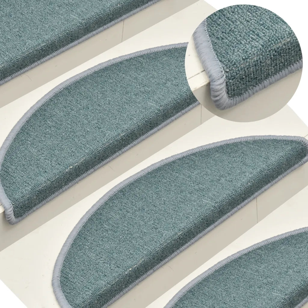 Tappetini per scale 15 pz 56x17x3 cm Blu mare semicircolari 322362