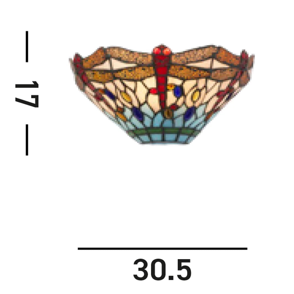 Applique Tiffany Libellula Acciaio Multicolor Vetro 1 Luce E14