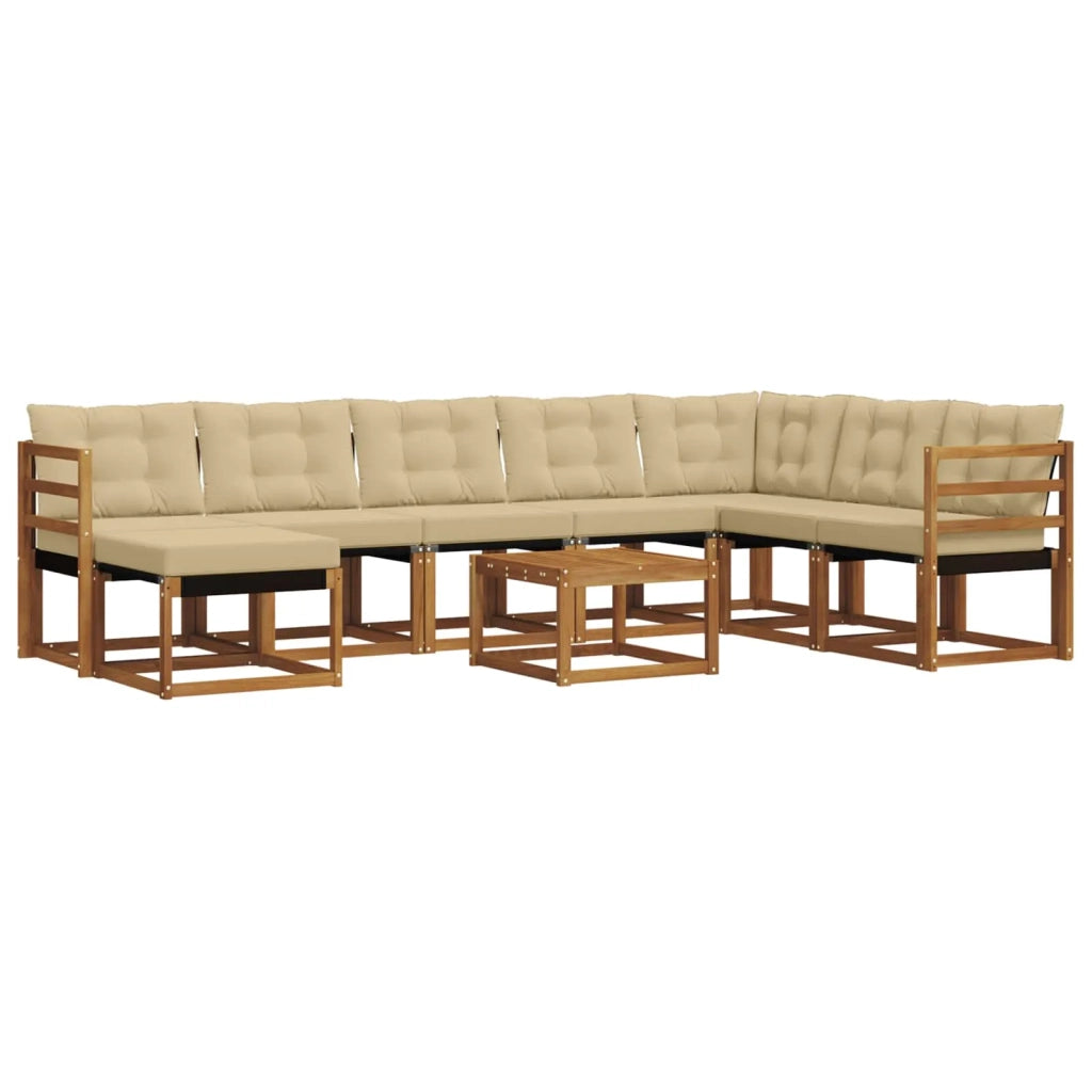 Set di divani da esterno con cuscino 9 pcs Naturale e Beige 3368968