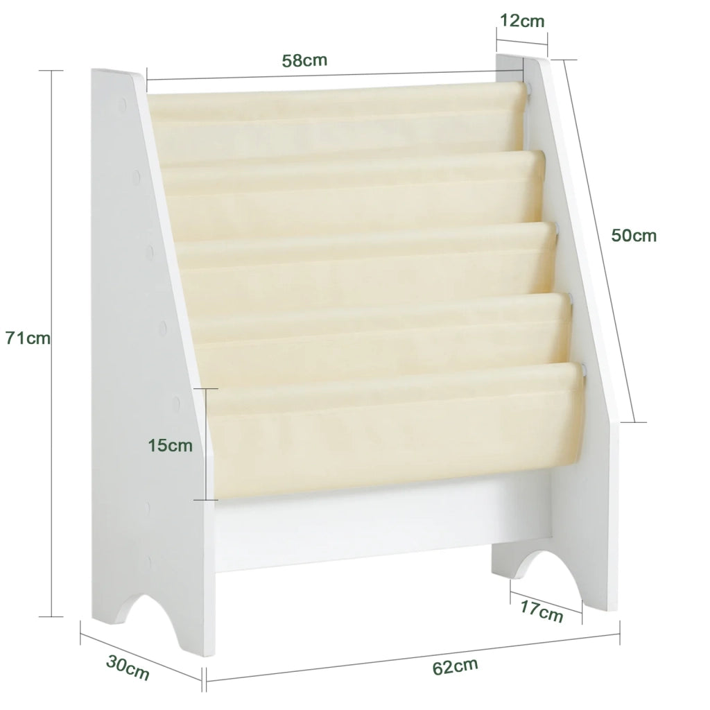 Libreria,Portariviste a terra, scaffale per riviste, 4 scomparti, 62x30x71cm FRG225-W