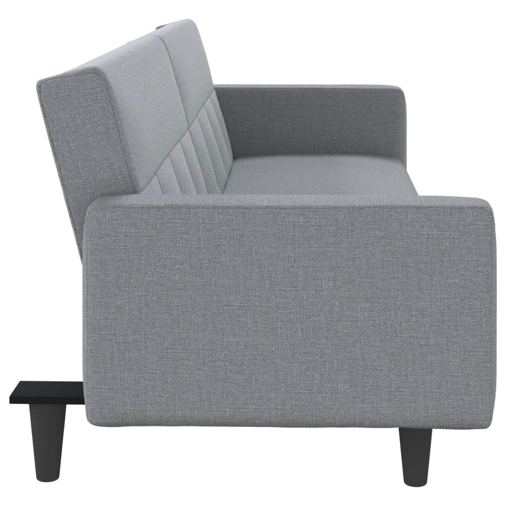 Divano letto con cuscini 220 x 89 x 70 cm tessuto grigio chiaro 02_0019830
