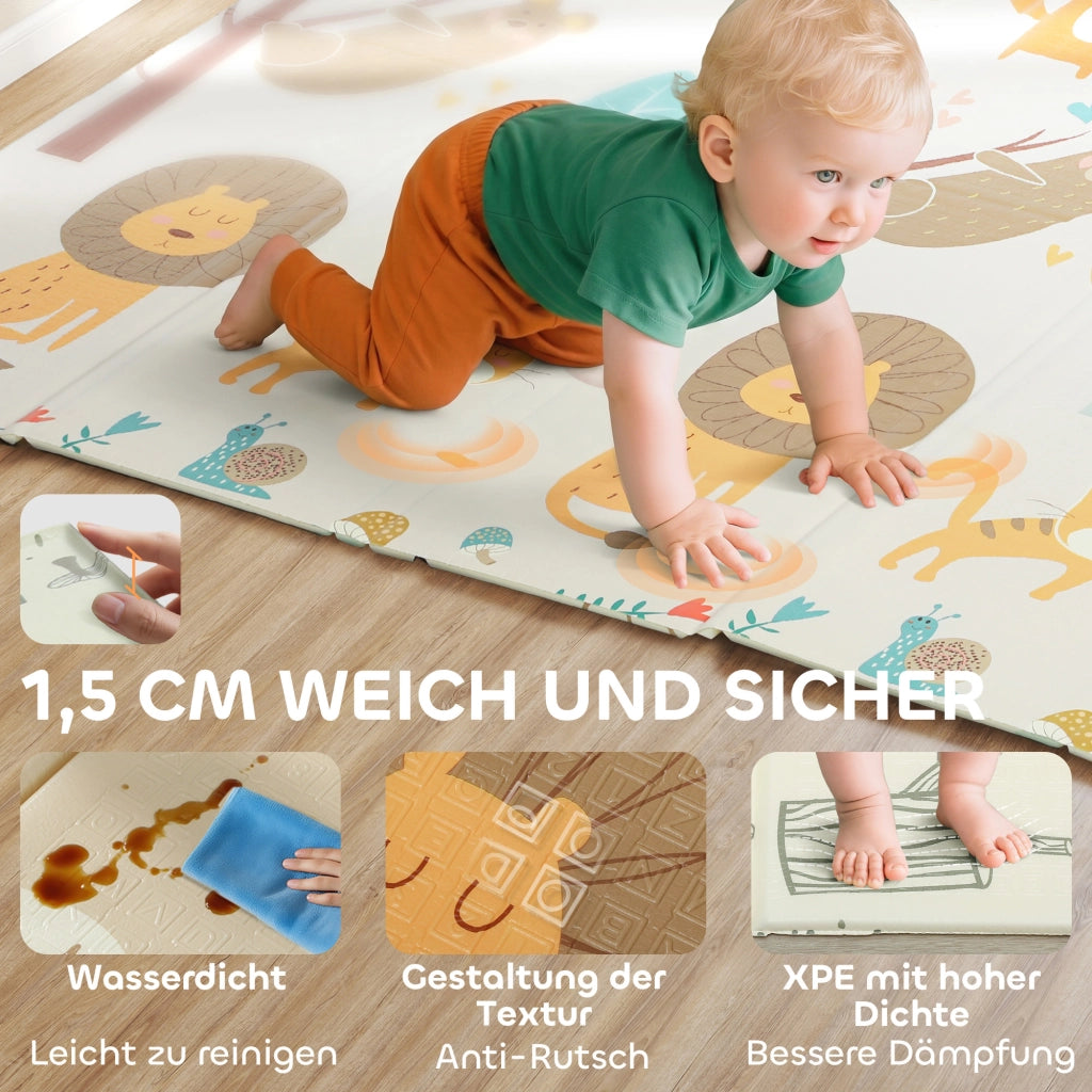 Tappeto gioco per bambini ¨C Minimal ¨C 196x176x1.5 cm pieghevole doppia faccia multicolore