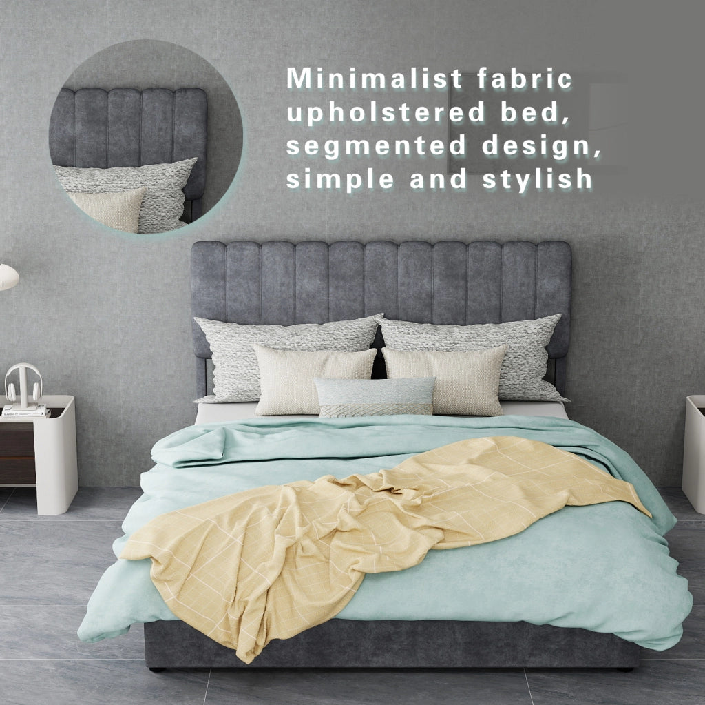 Struttura letto 140 x 200 cm in velluto e metallo; grigio