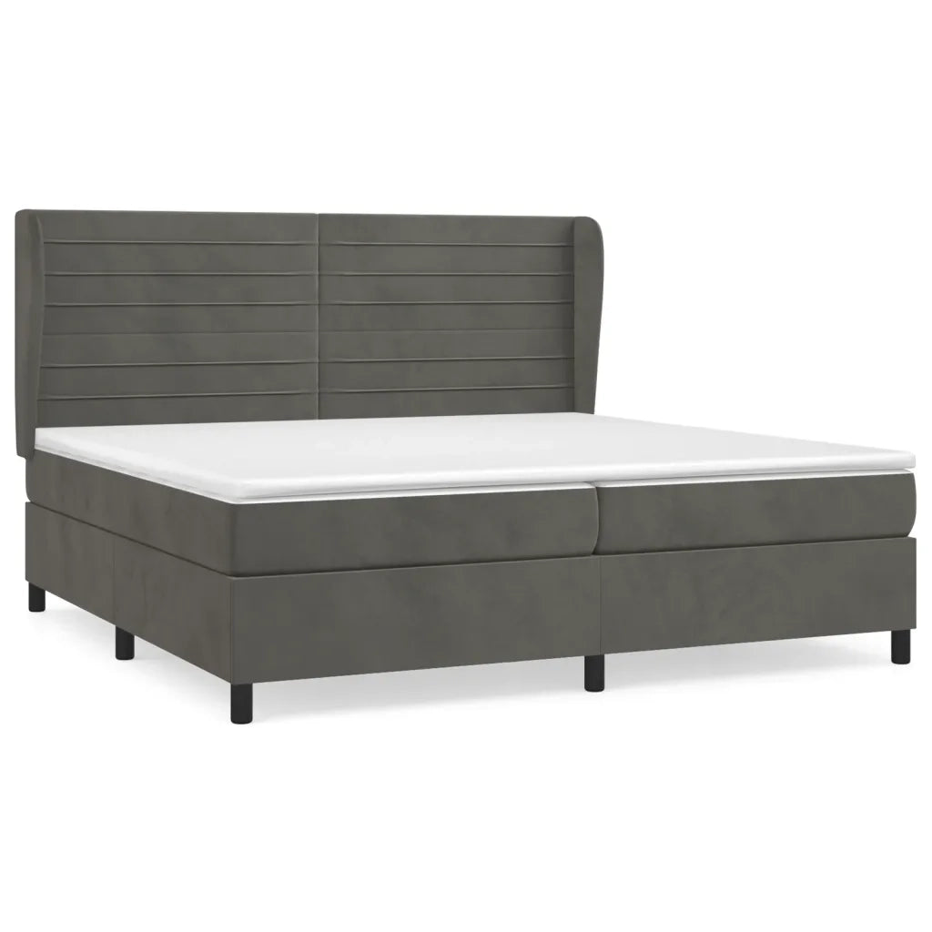 Giroletto a Molle con Materasso Grigio Scuro 200x200 cm Velluto 3129292