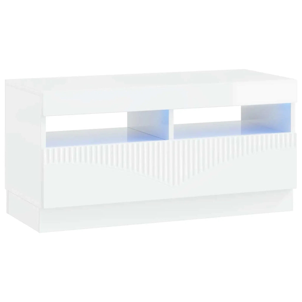 Mobile TV LED a 5 pezzi Bianco Lucido Legno ingegnerizzato 3416844