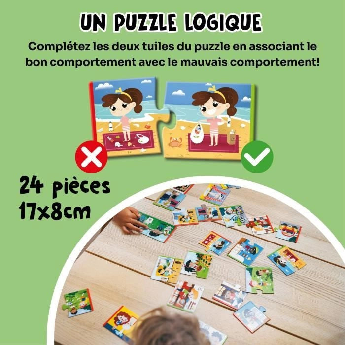 Giochi educativi - GEOMAG - Puzzle ecologico Rispetta la Terra - Mini puzzle educativi - Azioni eco-responsabili