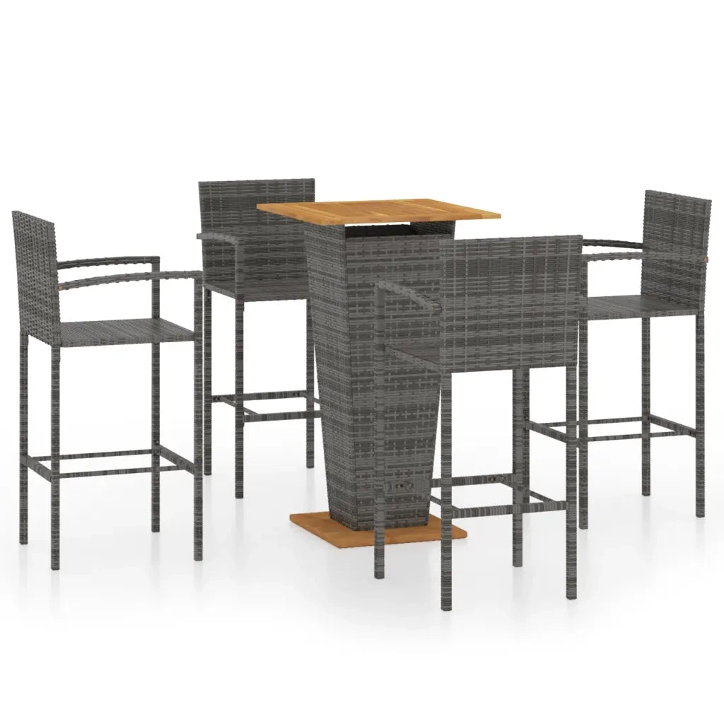 Set Bar da Giardino 5 pz Grigio 3064867