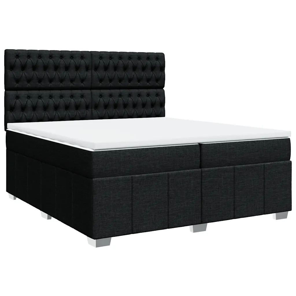 Giroletto a Molle con Materasso Nero 200x200 cm in Tessuto