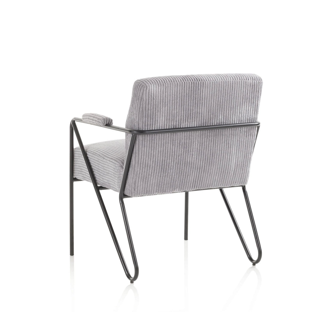 Poltrona Imbottita 64x69x86 cm in Velluto Grigio Scuro