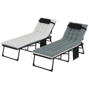 Lettino prendisole pieghevole e regolabile con cuscino ¨C zephmum ¨C grigio 60x190x31cm