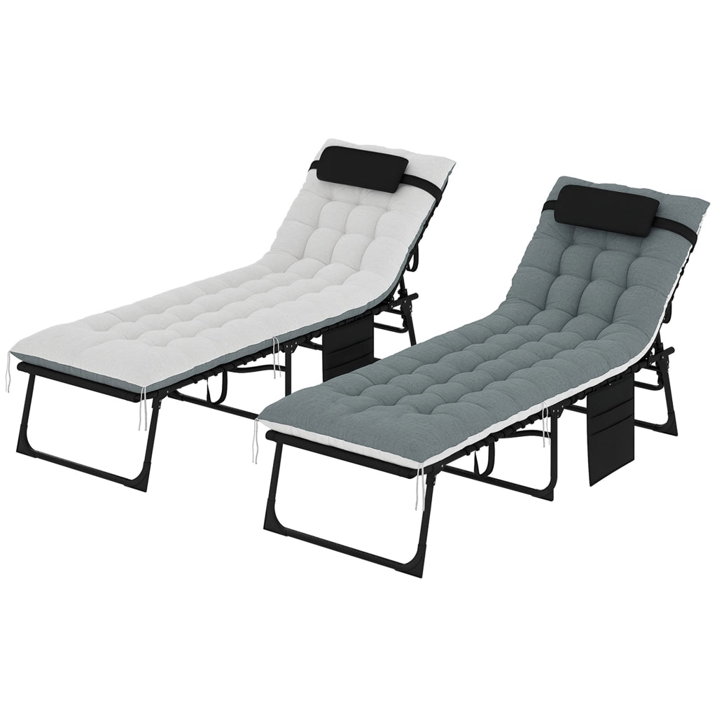 Lettino prendisole pieghevole e regolabile con cuscino ¨C zephmum ¨C grigio 60x190x31cm