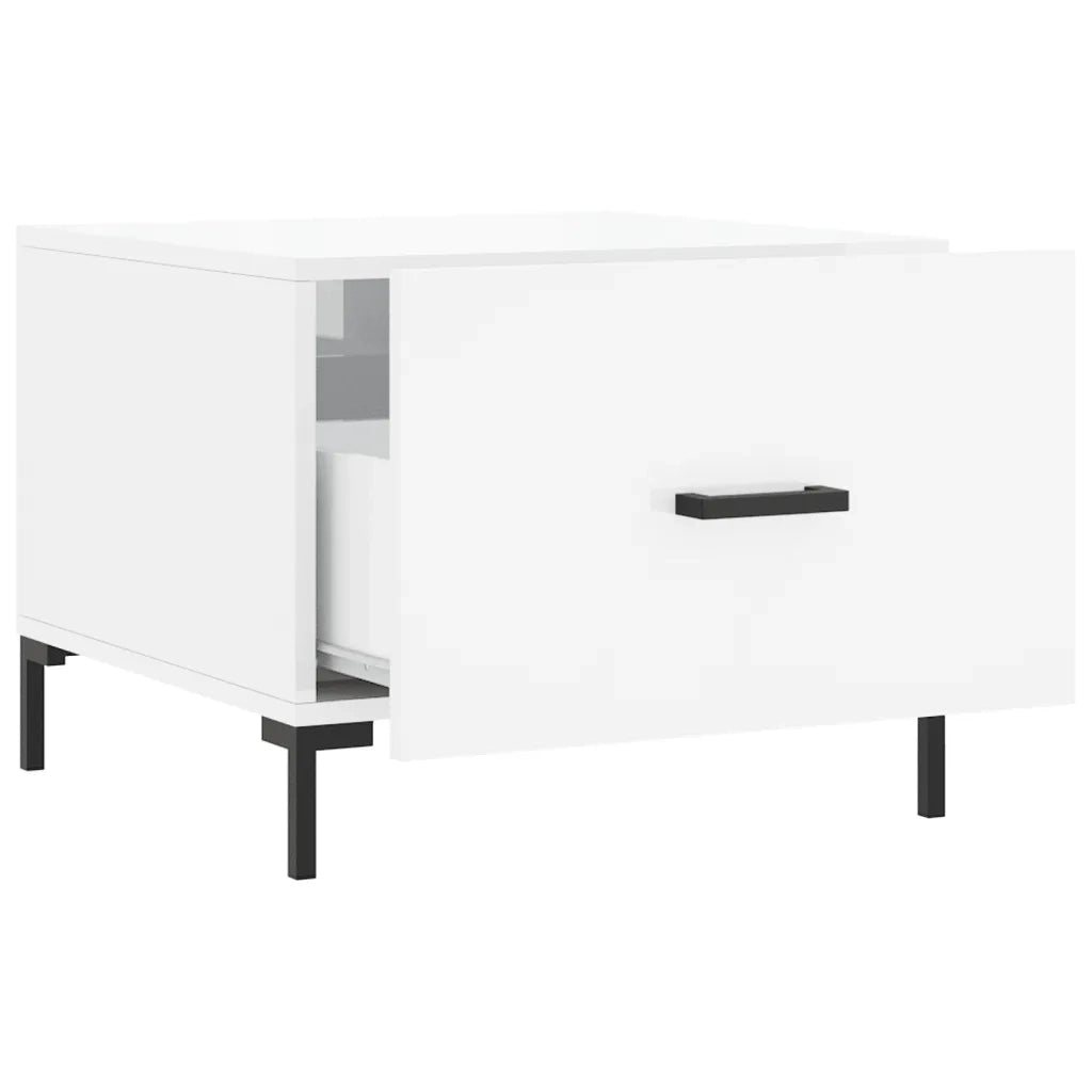 Tavolino da Salotto Bianco Lucido 50x50x40 cm Legno Multistrato 829400