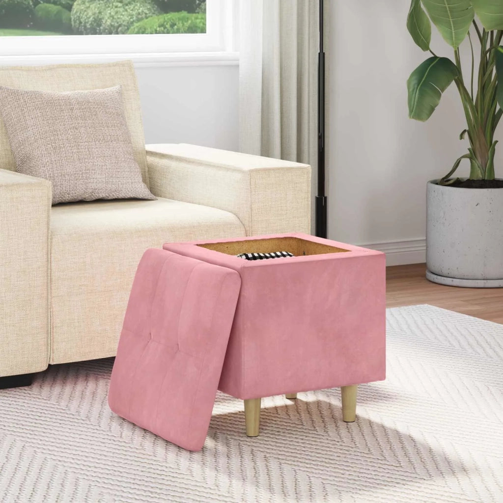 Pouf con Storage 40 x 40 x 45 cm Velluto