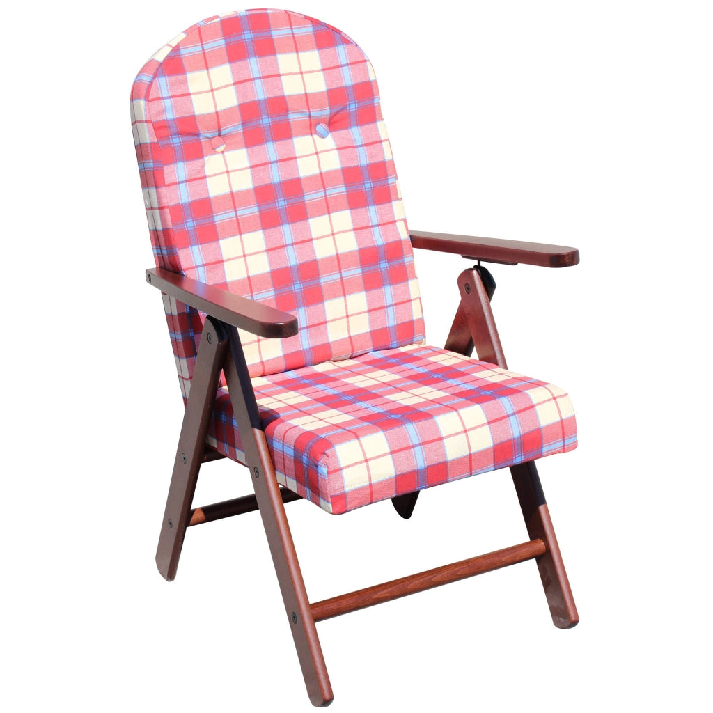 Poltrona Sdraio 4 posizioni con cuscino in Cotone Legno cm 61x75x110 - BURT