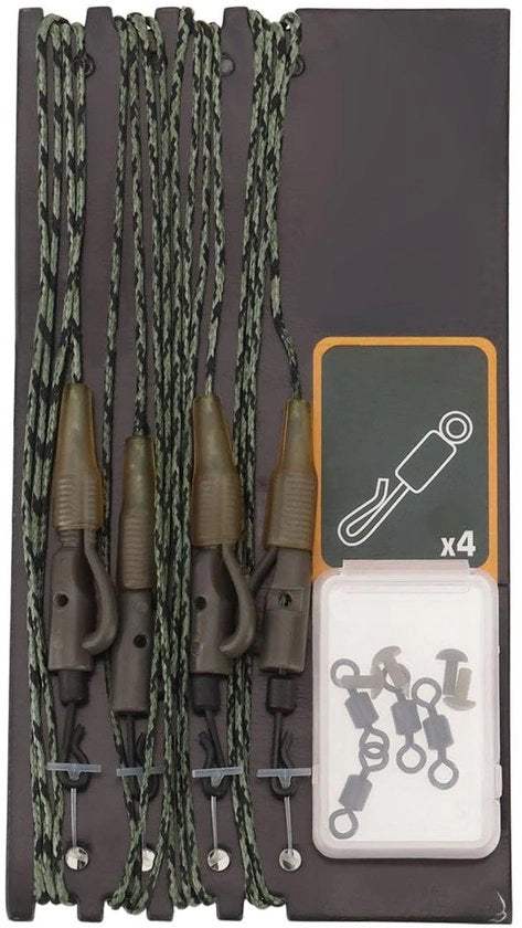 Clip di pesca per carpa con attacco a fondo - 100 cm - Set di 4 - Incrementa il tasso di cattura - Connettore per pesca al carpa