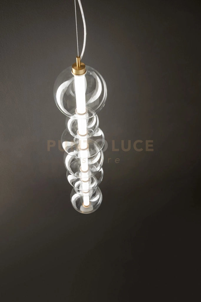 Sospensione in metallo e vetro trasparente  e oro spazzolato Bubbles LED 50W 3000K CRI?80 220-240V 50/60Hz 4250Lm