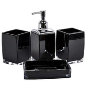 Set accessori Bagno 4 pezzi Dispenser di sapone, bicchiere e portasapone Nero Avizar