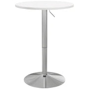 Tavolo da bar rotondo, regolabile in altezza 69-91 cm, con piano girevole a 360°, Bianco e argento