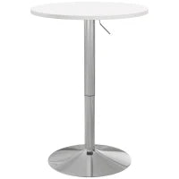 Tavolo da bar rotondo, regolabile in altezza 69-91 cm, con piano girevole a 360°, Bianco e argento