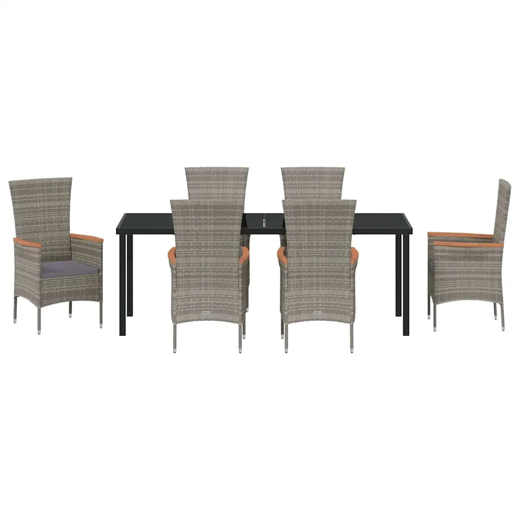 Set da Pranzo per Giardino con cuscino 7 pcs Grigio 3379434