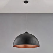 Sospensione Industrial 1 Luce Marcus In Ferro Laccato Nero E Rame Diam 50