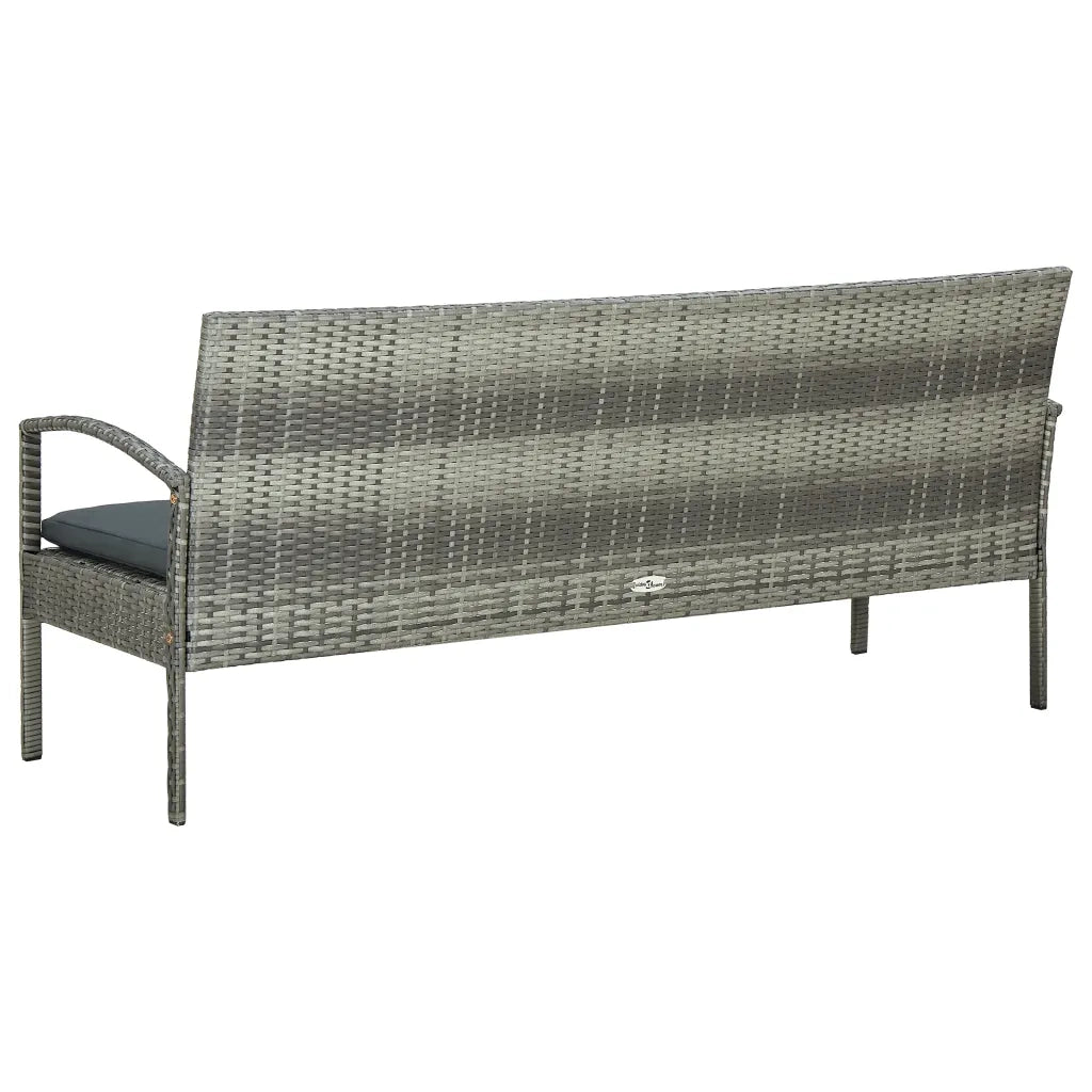 Divano da Giardino a 3 Posti con Cuscini in Polyrattan Grigio 45792