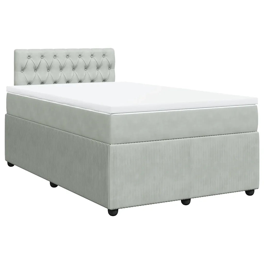 Giroletto a Molle con Materasso Grigio Chiaro 120x190cm Velluto
