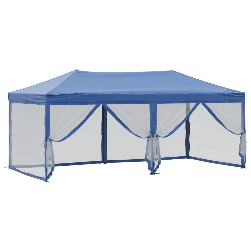 Tenda per Feste Pieghevole con Pareti Laterali-Tenda Gazebo Blu 3x6 m 454143