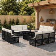 Set Divano da Giardino 13 pz Nero e Bianco Crema polyrattan 3436612