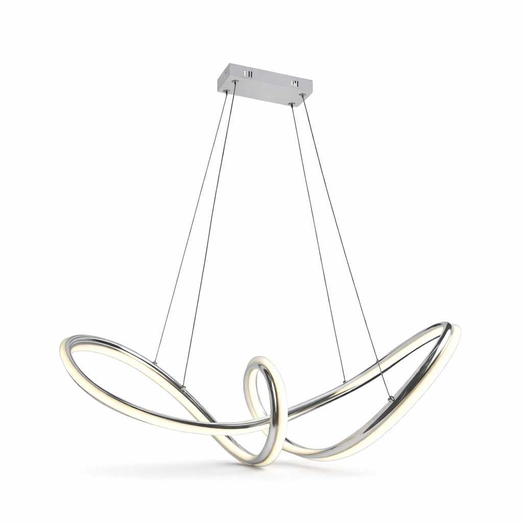 Lampadario LED a Sospensione Moderno 60W 4800 Lumen CCT 3 Colori Luce Calda Fredda e Naturale, Design Intrecciato in Alluminio e PVC, per Soggiorno Cucina Sala da Pranzo Silver