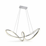 Lampadario LED a Sospensione Moderno 60W 4800 Lumen CCT 3 Colori Luce Calda Fredda e Naturale, Design Intrecciato in Alluminio e PVC, per Soggiorno Cucina Sala da Pranzo Silver