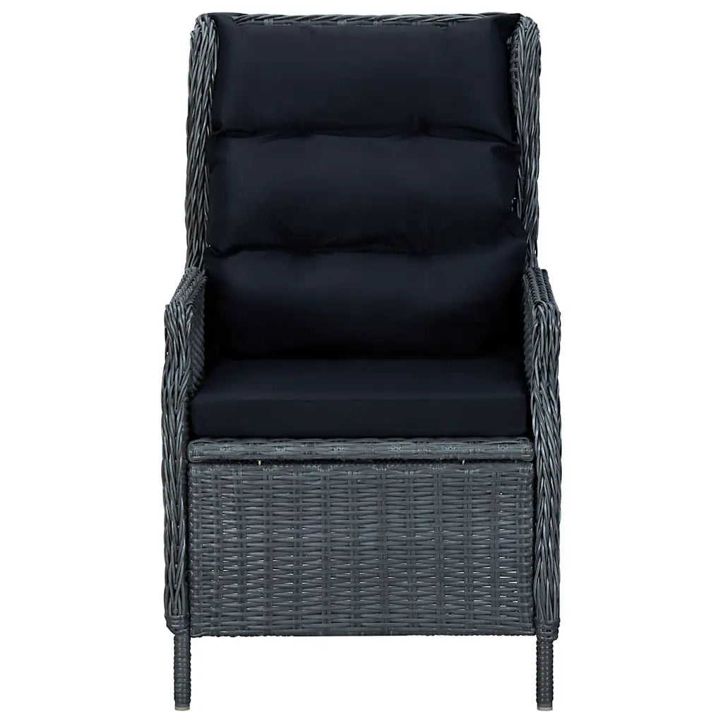 Sedia da Giardino | Sedie da Esterno Reclinabile e Cuscino Polyrattan Grigio Scuro