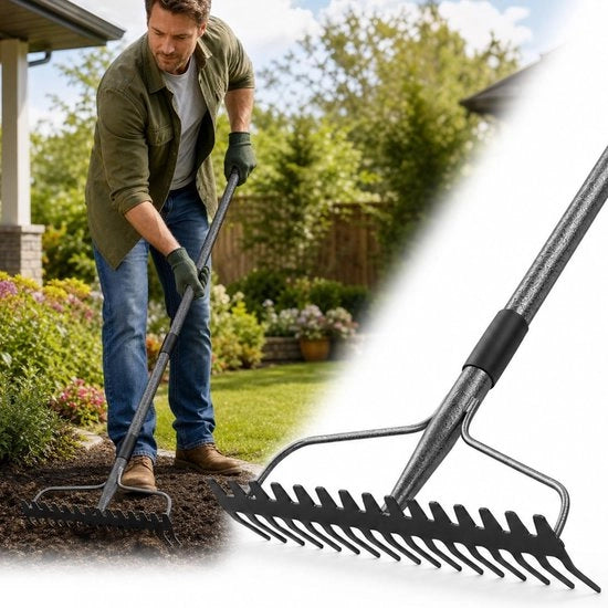 Hoecker Robusto - Metallo - 17 Denti - 160 cm - Manico in Acciaio Inossidabile - Leggero