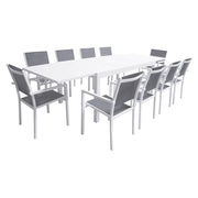 VENEZIASet di mobili da giardino estensibili in textilene grigio 180/300 - alluminio bianco