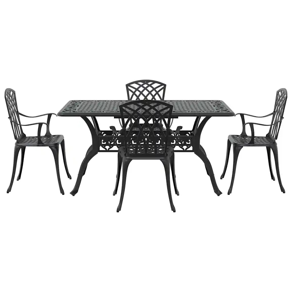 Set da Pranzo per Giardino 5 pcs Nero Alluminio 3334677
