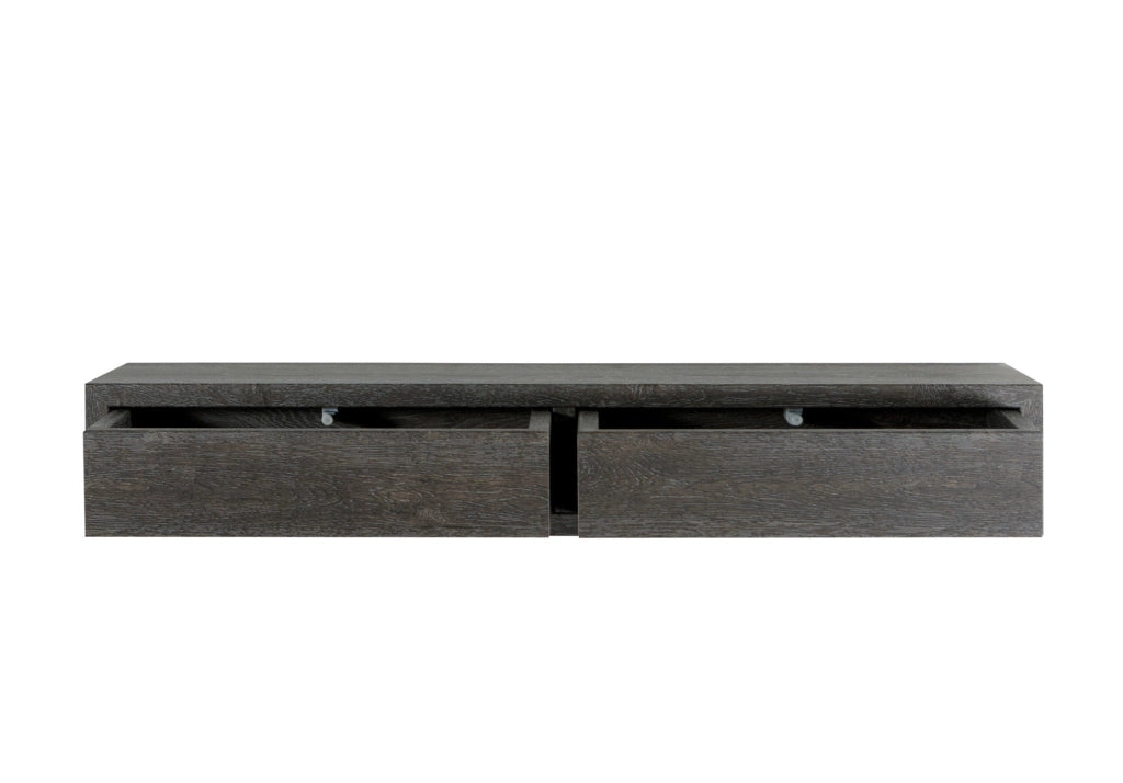 Mensola da Parete con 2 Cassetti 88,2x13,4x23,7 cm in Fibra di Legno Domino Maxi Rovere Scuro