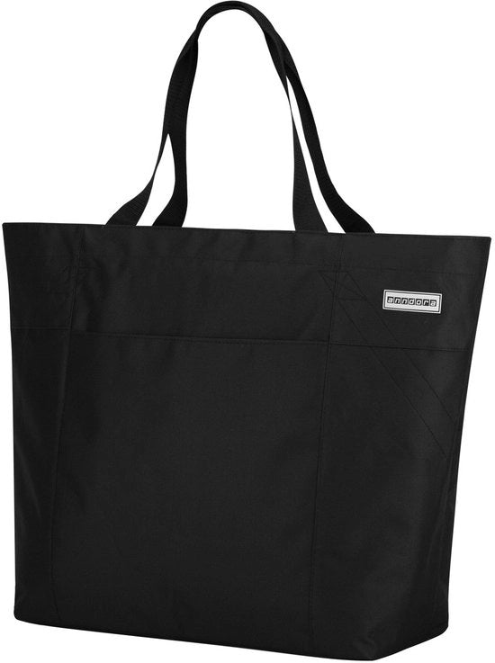 Borsa XXL in tessuto nero - borsa a spalla per il mare e per la spesa