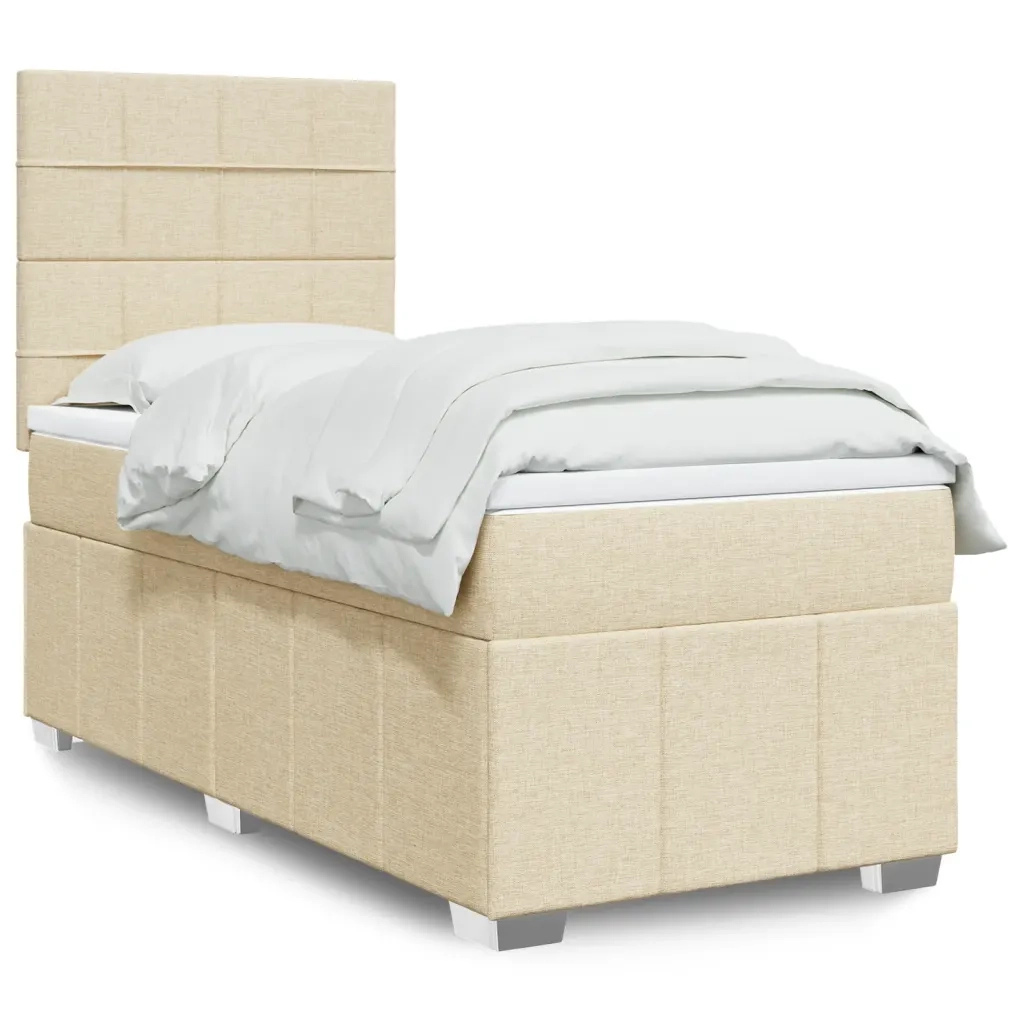 Giroletto a Molle con Materasso Crema 90x200 cm inTessuto 3291556