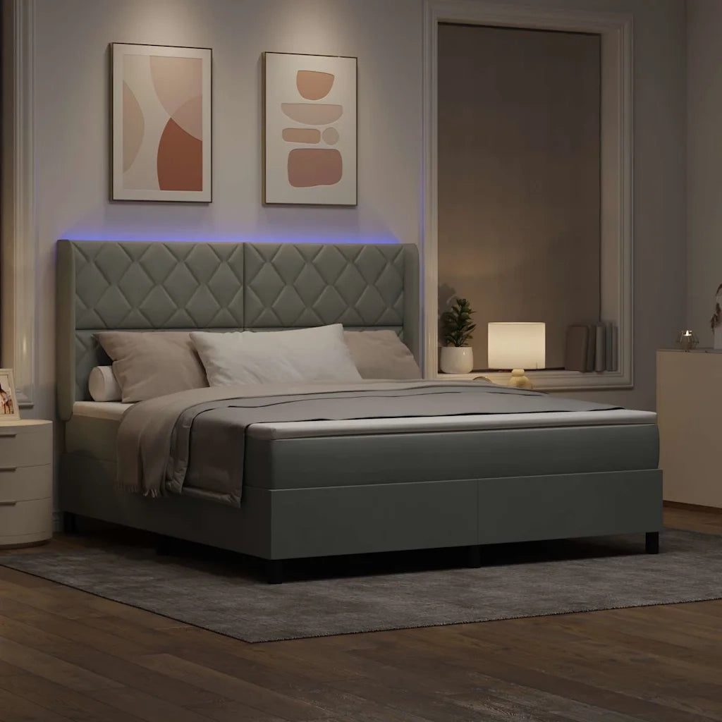 Letto a molle con materasso Grigio chiaro 180 x 200 cm Velluto