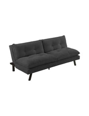 Divano letto AZENA 3 posti in tessuto a coste – Grigio scuro e nero – 190 x 80 x 90 cm